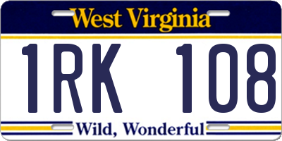 WV license plate 1RK108