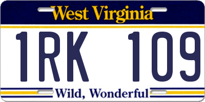 WV license plate 1RK109