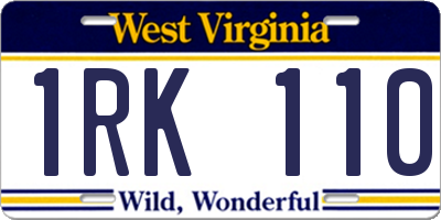 WV license plate 1RK110
