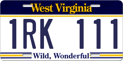 WV license plate 1RK111