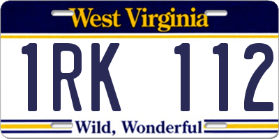 WV license plate 1RK112