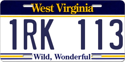 WV license plate 1RK113