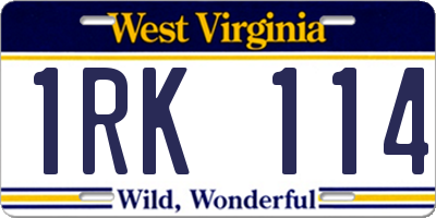 WV license plate 1RK114