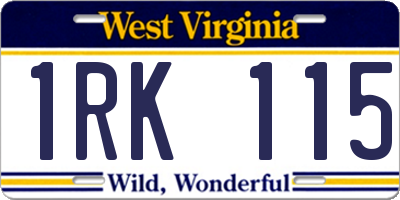 WV license plate 1RK115