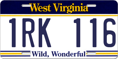WV license plate 1RK116
