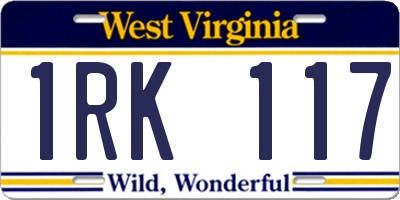 WV license plate 1RK117