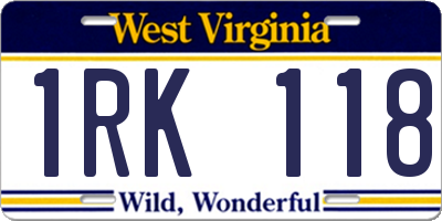 WV license plate 1RK118