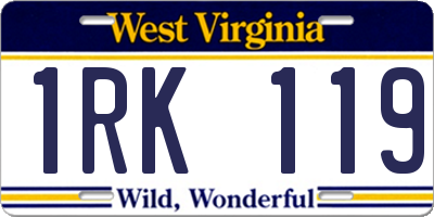 WV license plate 1RK119