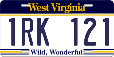 WV license plate 1RK121