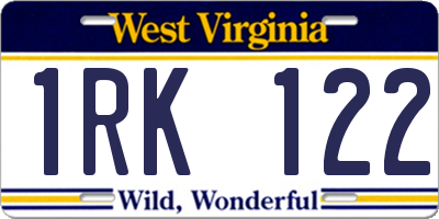 WV license plate 1RK122