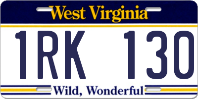 WV license plate 1RK130