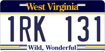 WV license plate 1RK131
