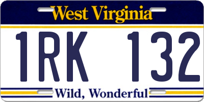WV license plate 1RK132