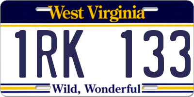 WV license plate 1RK133