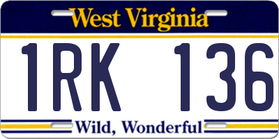 WV license plate 1RK136