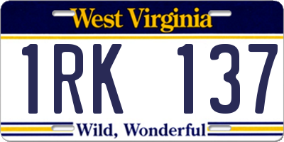 WV license plate 1RK137