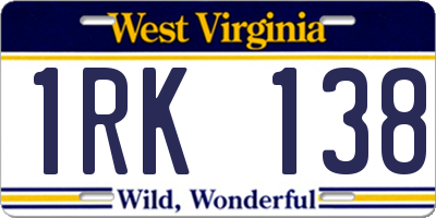 WV license plate 1RK138