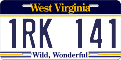 WV license plate 1RK141