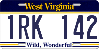 WV license plate 1RK142