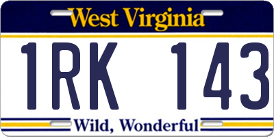 WV license plate 1RK143