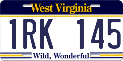 WV license plate 1RK145