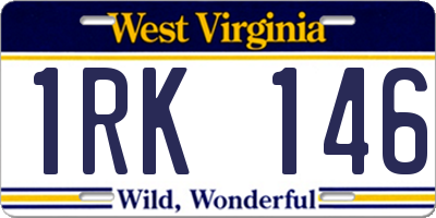 WV license plate 1RK146