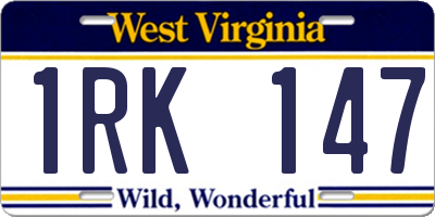 WV license plate 1RK147