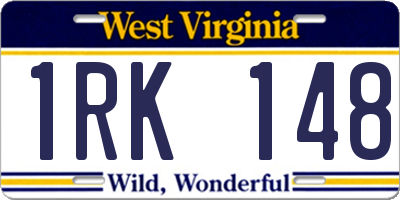 WV license plate 1RK148