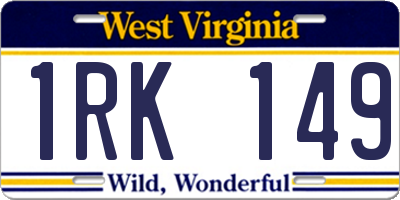 WV license plate 1RK149