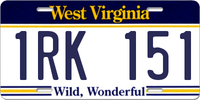 WV license plate 1RK151