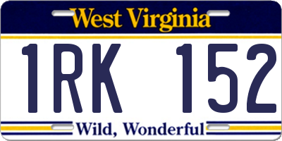 WV license plate 1RK152