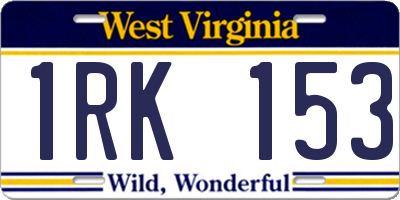 WV license plate 1RK153