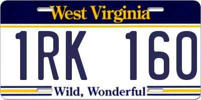WV license plate 1RK160