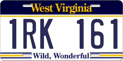 WV license plate 1RK161