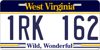 WV license plate 1RK162
