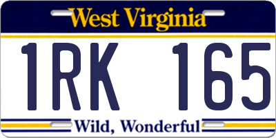 WV license plate 1RK165