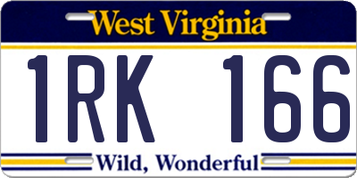 WV license plate 1RK166