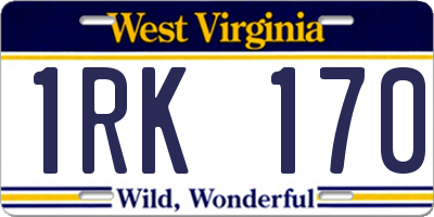 WV license plate 1RK170