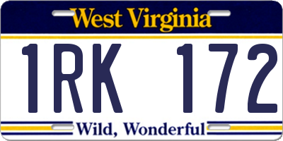 WV license plate 1RK172