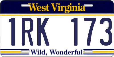 WV license plate 1RK173