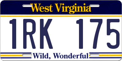 WV license plate 1RK175