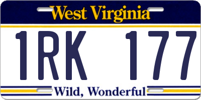 WV license plate 1RK177