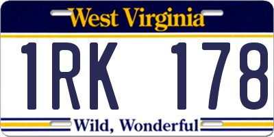WV license plate 1RK178