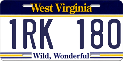 WV license plate 1RK180
