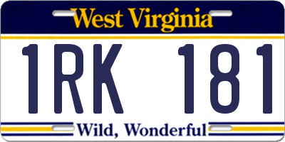 WV license plate 1RK181