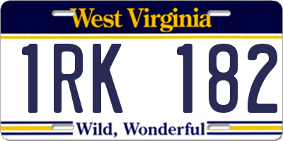 WV license plate 1RK182