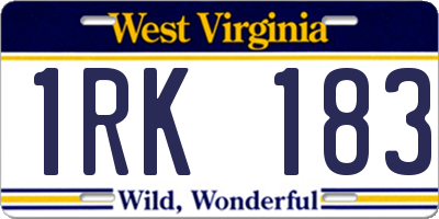 WV license plate 1RK183