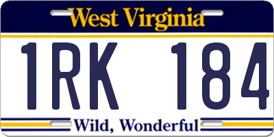 WV license plate 1RK184