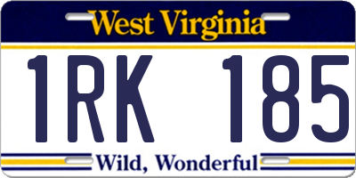 WV license plate 1RK185