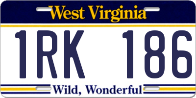 WV license plate 1RK186